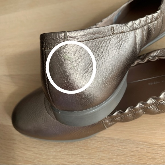 SIZE 10-10.5 ECCO INCISE ENCHANT BALLET BALLERINA FLAT GOLD WARM GREY - Picture 3 of 11